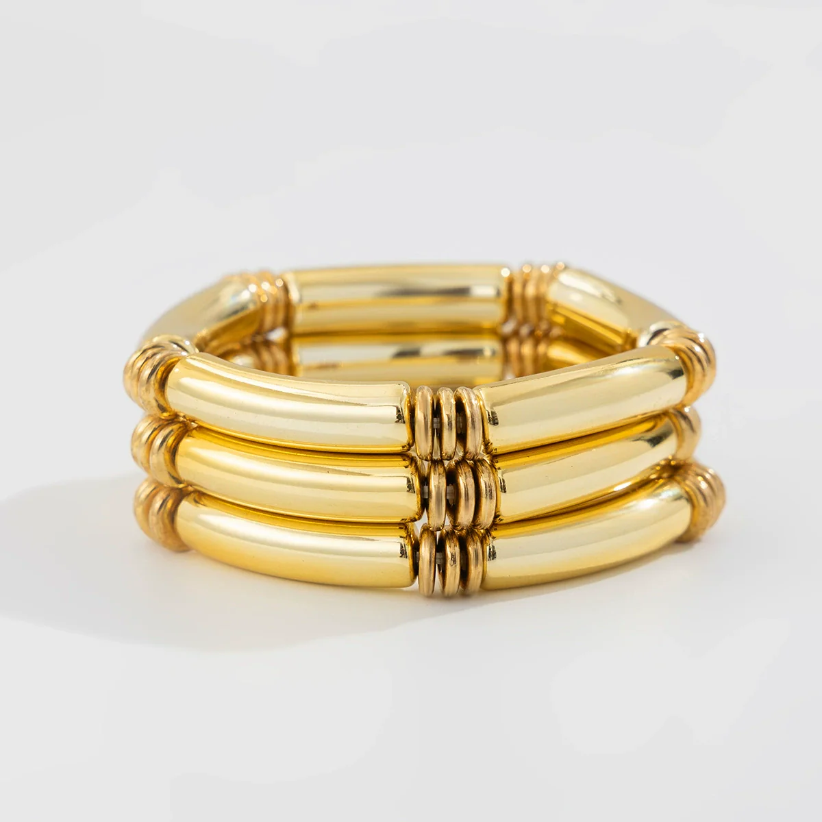 Fashion Light Luxury Punk Style Beaded Slub Plastic Glazed Curved Electroplated Bracelet - Image 5