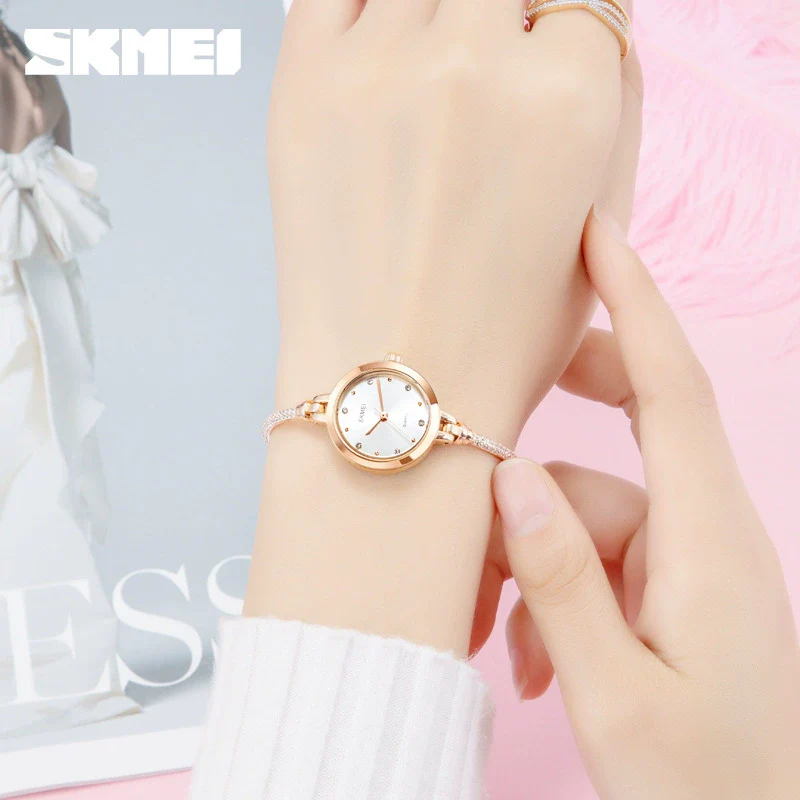 Fashion Light Luxury Women's Quartz Watch Stainless Steel Metal Round Dial - Image 4