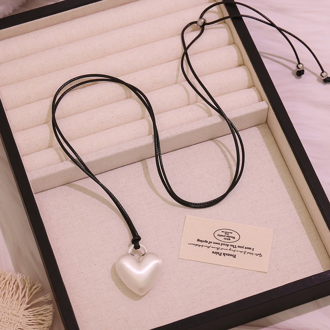 Fashion Matte Alloy Heart Shape Long Necklace For Women - Image 4