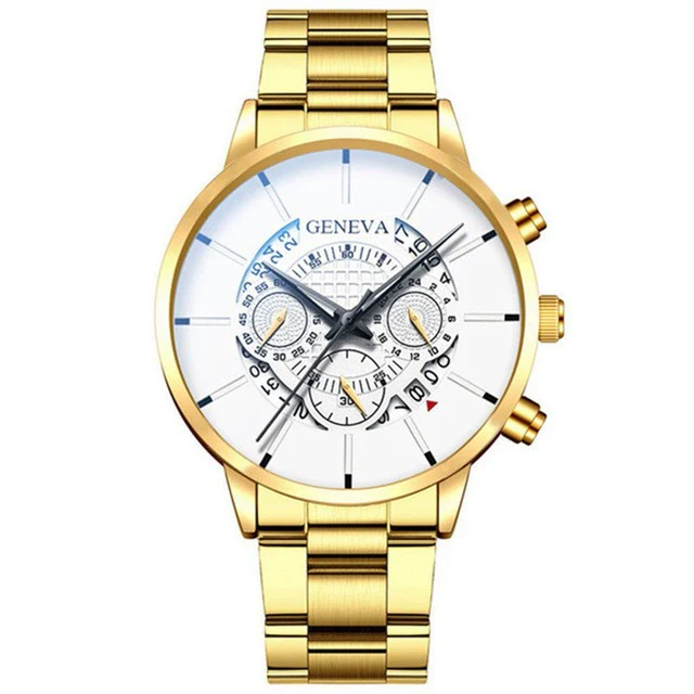 Fashion Men's Alloy And Stainless Steel Band Round Dial Leisure Watch - Image 11