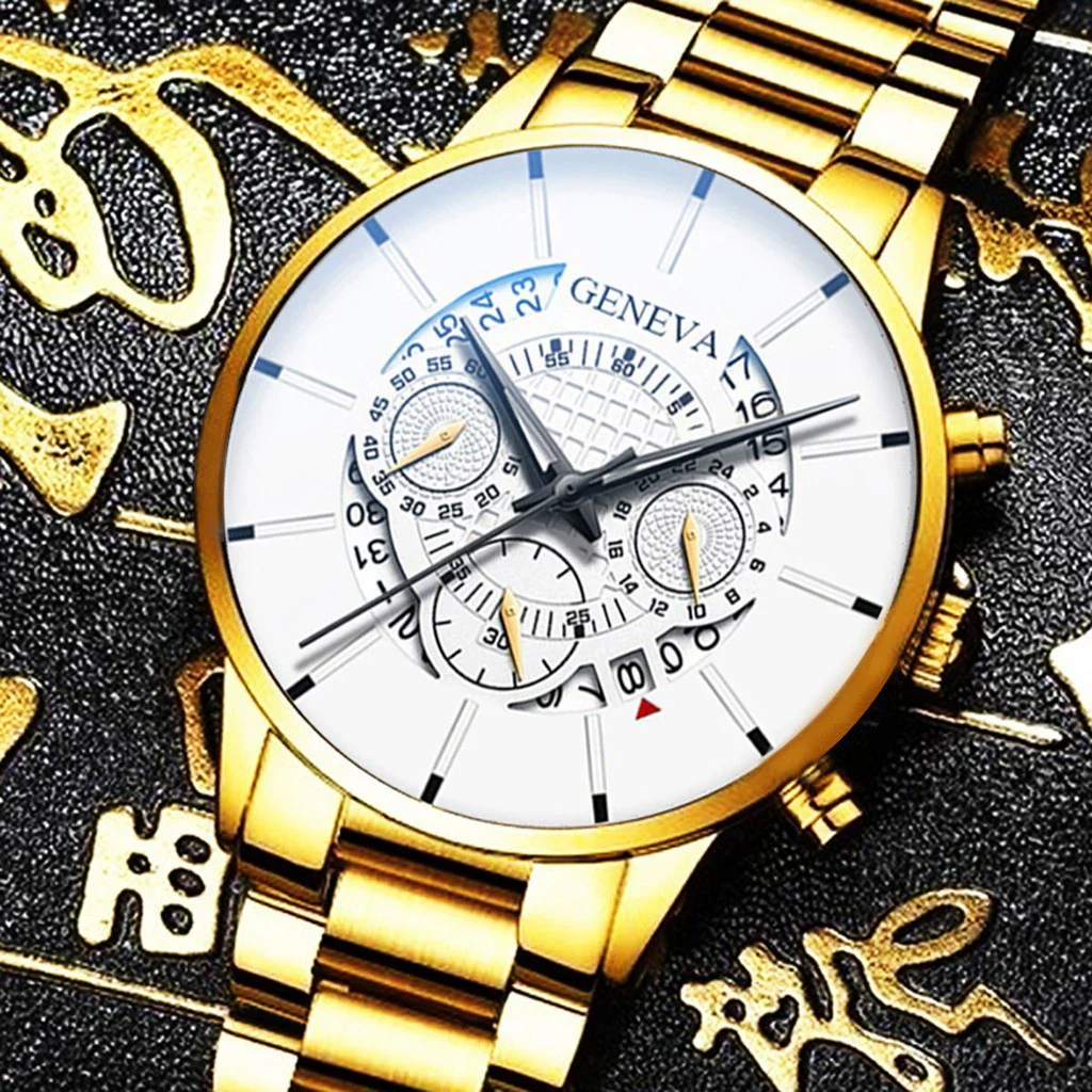 Fashion Men's Alloy And Stainless Steel Band Round Dial Leisure Watch - Image 3