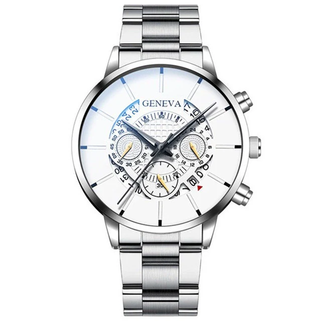 Fashion Men's Alloy And Stainless Steel Band Round Dial Leisure Watch - Image 5