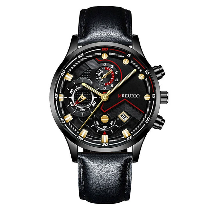 Fashion Men's Metal And Leather Quartz Watch With Round Dial And Stainless Steel Clasp - Image 2