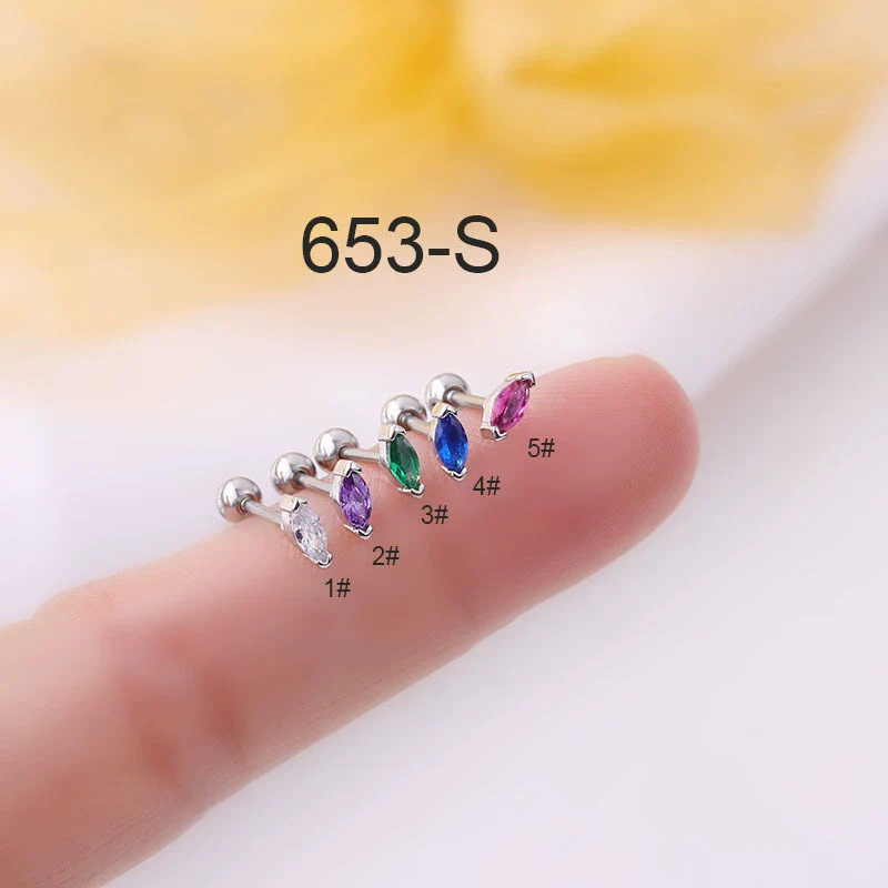 Fashion Metal Geometric Electroplating Women's Puncture Earrings With Mini Colorful Horse Eye Zircon - Image 5