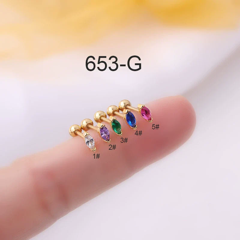 Fashion Metal Geometric Electroplating Women's Puncture Earrings With Mini Colorful Horse Eye Zircon - Image 6
