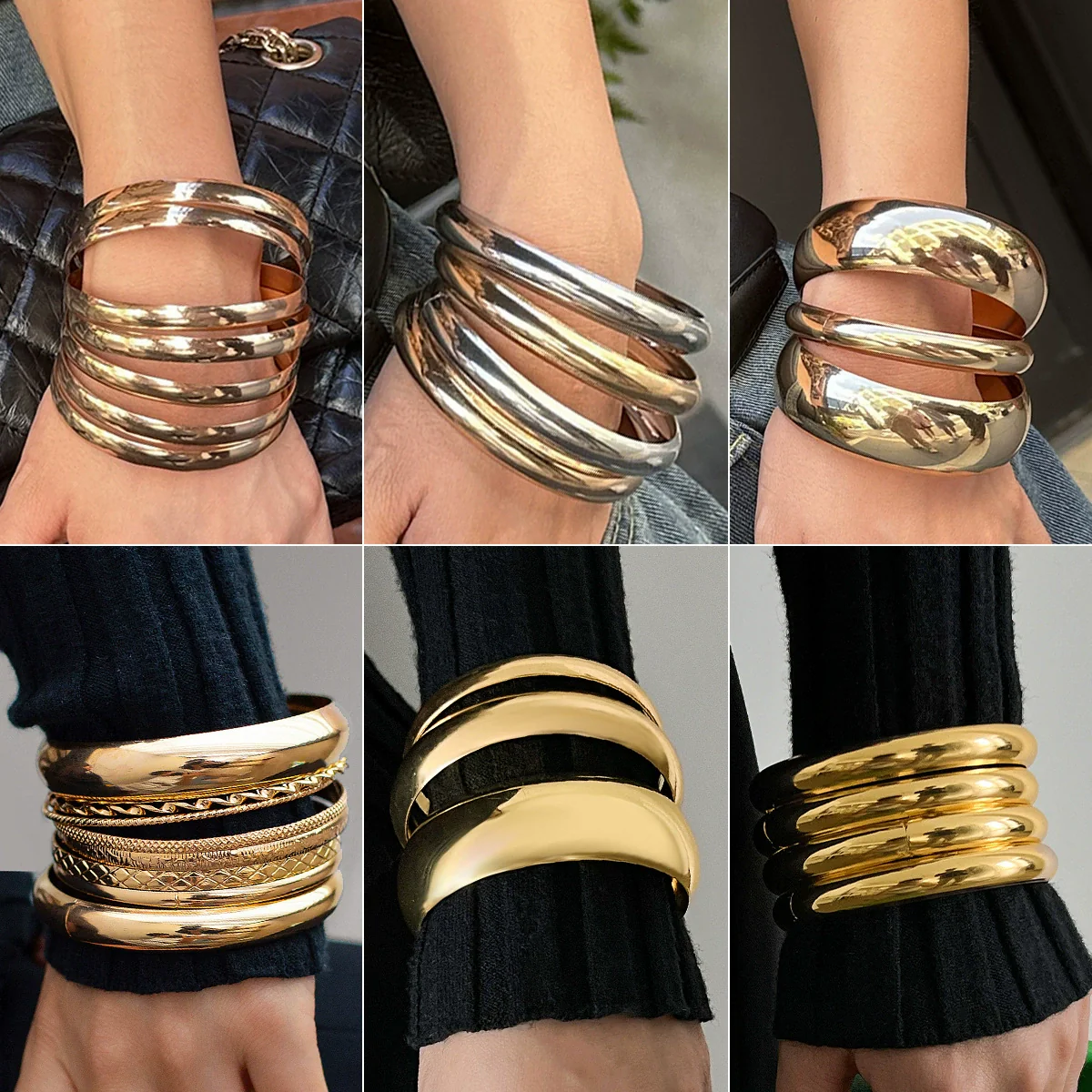 Fashion Metal Retro Geometric Electroplated Bracelet For Women