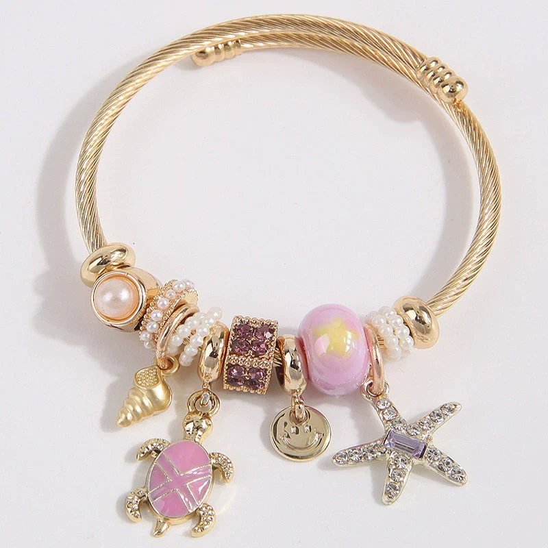 Fashion Metal Turtle Starfish Pendant Bracelet Stainless Steel Zinc Alloy - Image 3