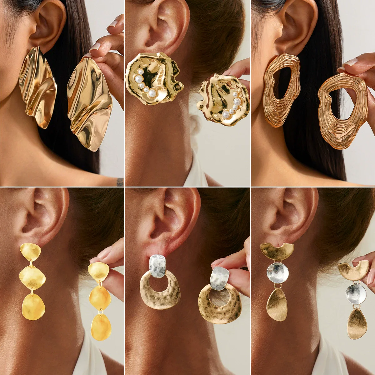 Fashion Metallic Electroplated Geometric Zinc Alloy Earrings For Women