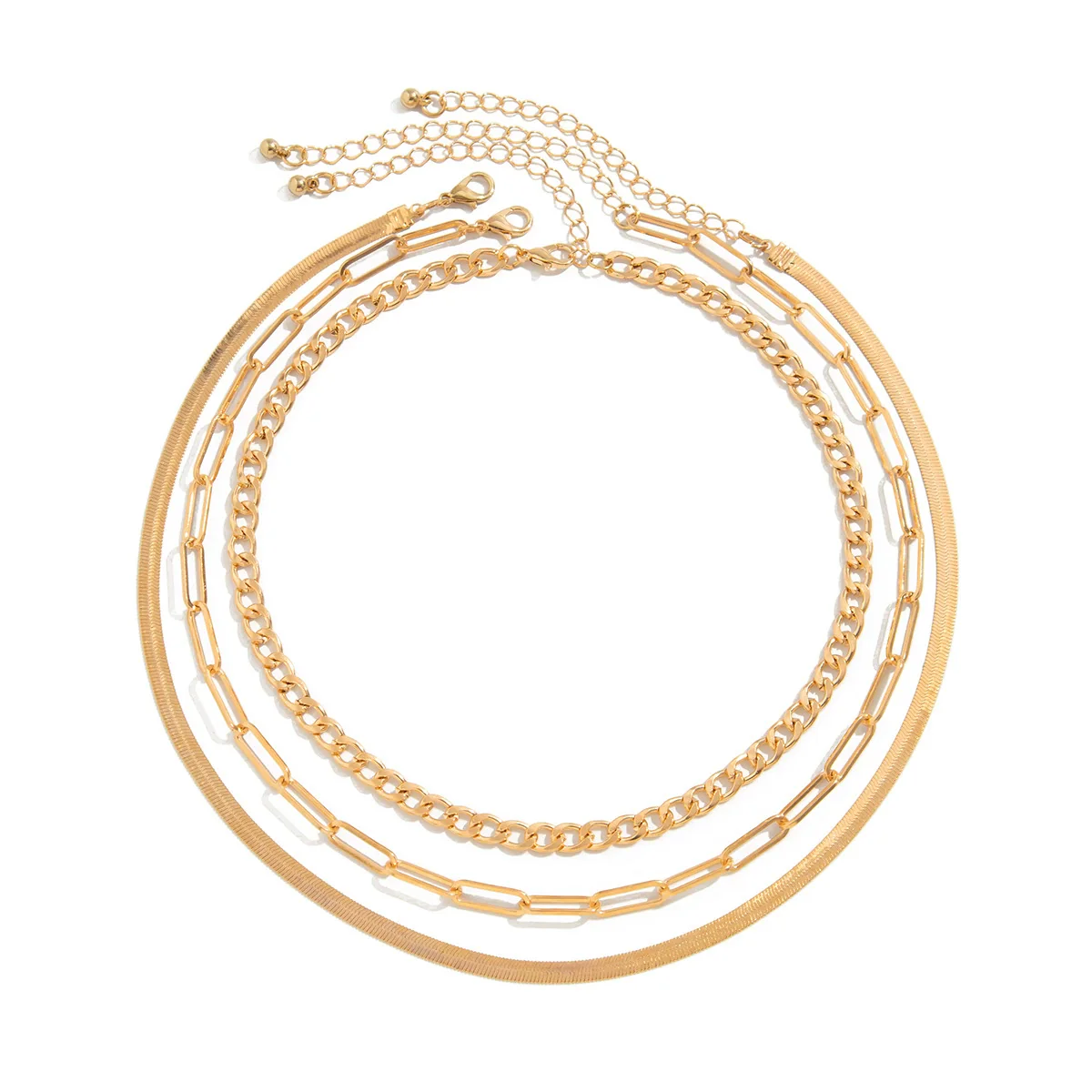 Fashion Metallic Snake Bone Chain Necklace Geometric Iron Copper Electroplated For Women - Image 5