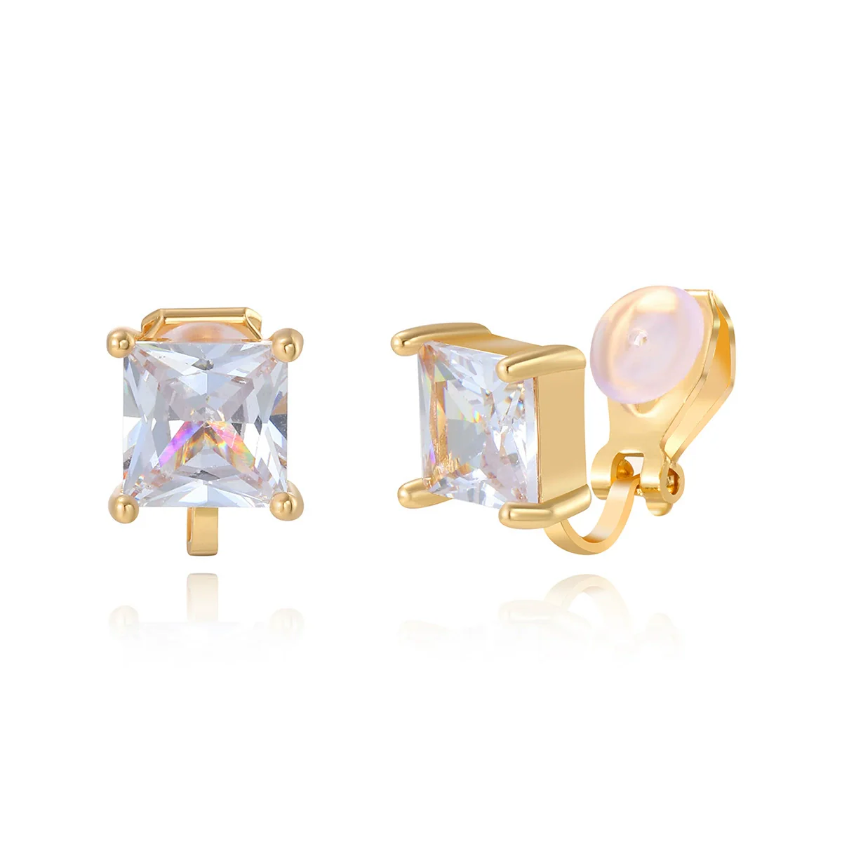 Fashion Metallic Women's Ear Clip Without Ear Holes Copper Geometric Style Set With Diamonds - Image 14