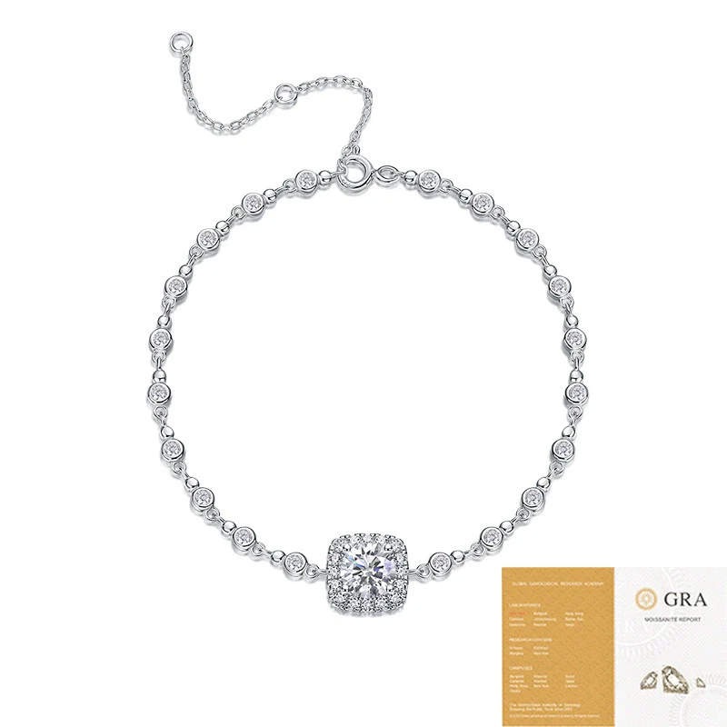 Fashion Moissanite S925 Sterling Silver Geometric Design Women's Light Luxury Highend Bracelet Set With Diamonds - Image 5