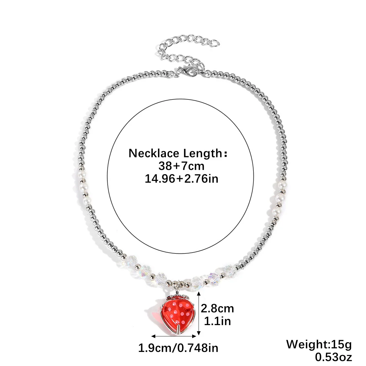 Fashion Necklace Alloy Handmade Beaded With Fruit Strawberry Pineapple Electroplating For Women - Image 13