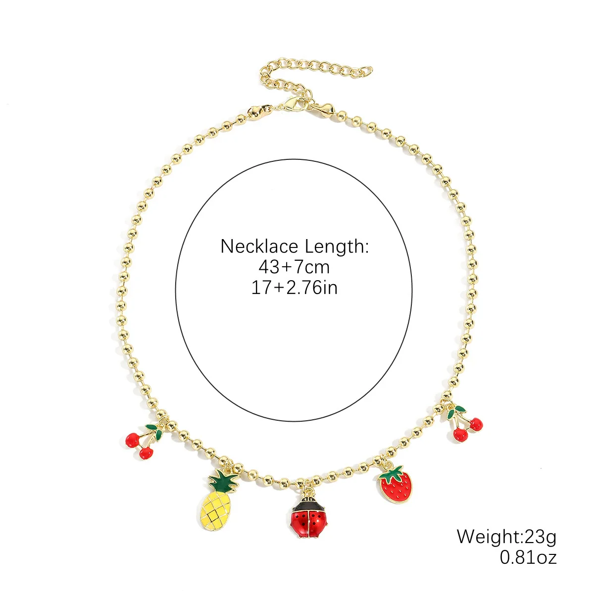 Fashion Necklace Alloy Handmade Beaded With Fruit Strawberry Pineapple Electroplating For Women - Image 15
