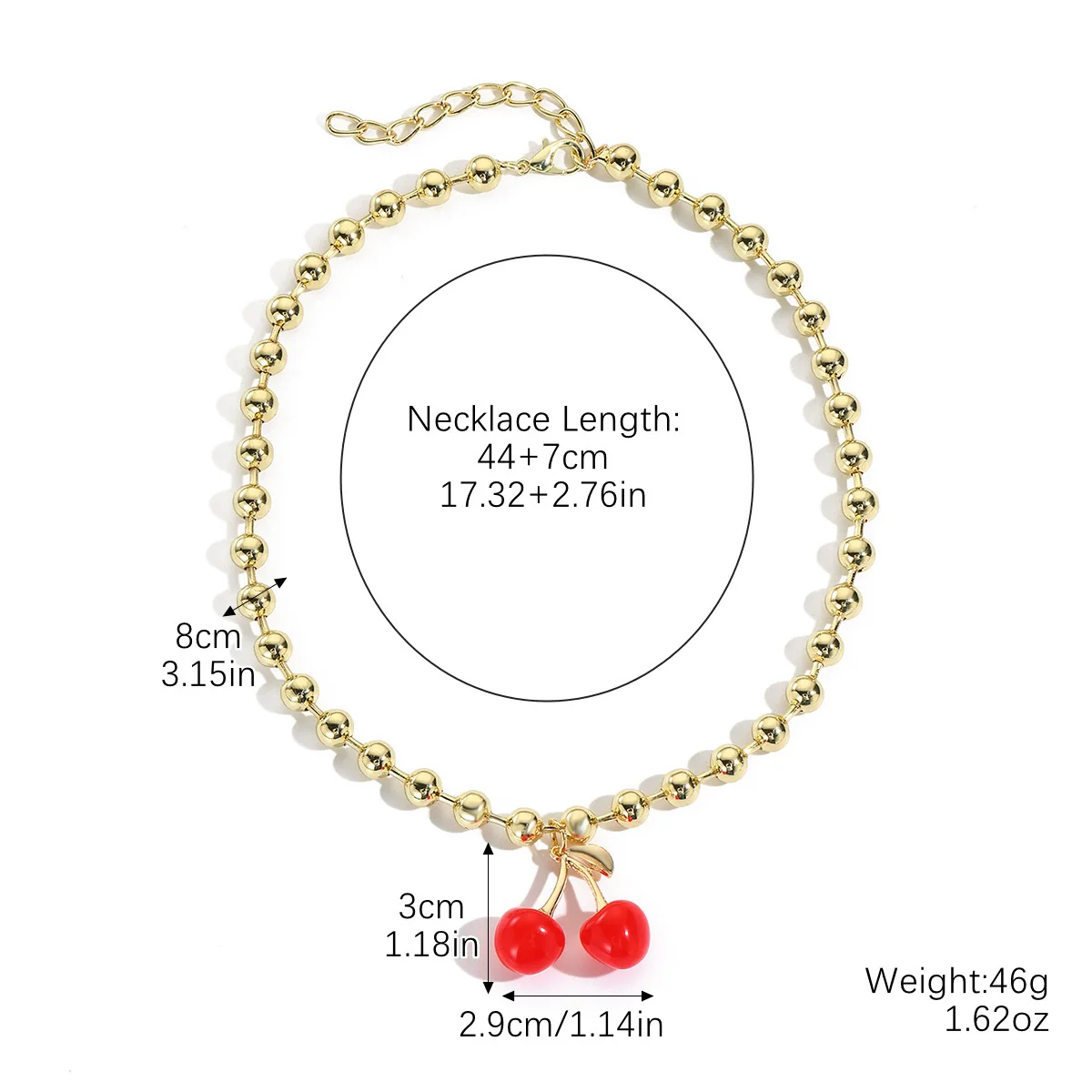 Fashion Necklace Alloy Handmade Beaded With Fruit Strawberry Pineapple Electroplating For Women - Image 16