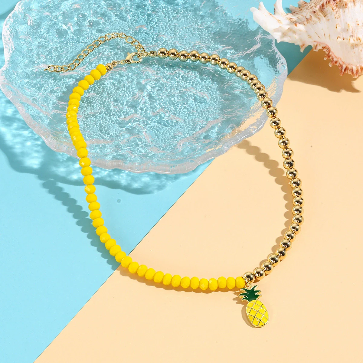 Fashion Necklace Alloy Handmade Beaded With Fruit Strawberry Pineapple Electroplating For Women - Image 4