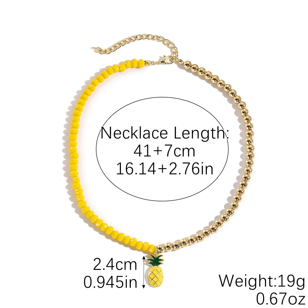 Fashion Necklace Alloy Handmade Beaded With Fruit Strawberry Pineapple Electroplating For Women - Image 5