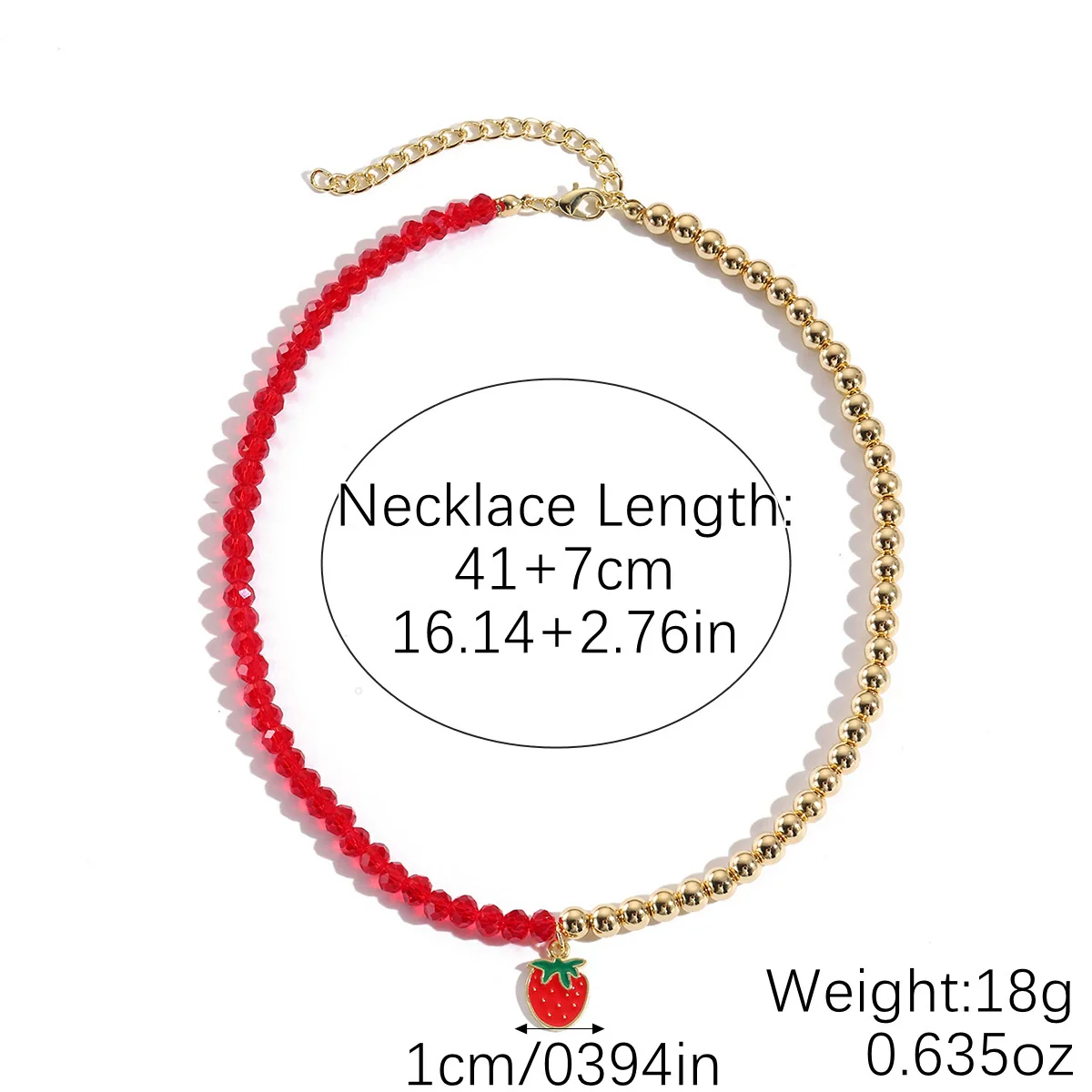 Fashion Necklace Alloy Handmade Beaded With Fruit Strawberry Pineapple Electroplating For Women - Image 6