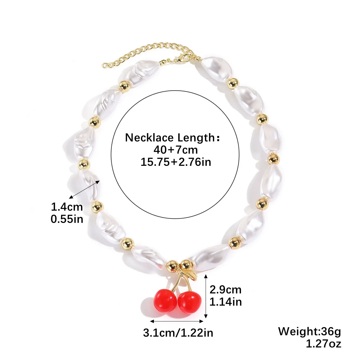 Fashion Necklace Alloy Handmade Beaded With Fruit Strawberry Pineapple Electroplating For Women - Image 9