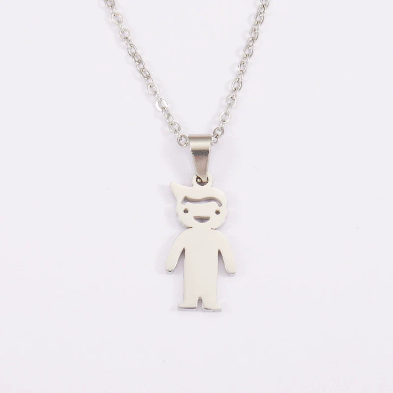 Fashion Necklace Stainless Steel Doll Pendant For Boys And Girls - Image 6