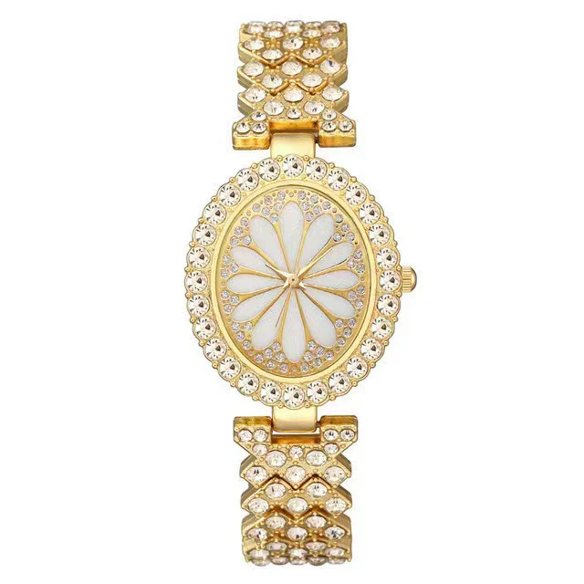 Fashion Oval Alloy Diamond Bracelet Women's Quartz Watch With Printed Dial And Stainless Steel Buckle - Image 4