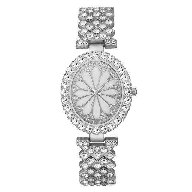 Fashion Oval Alloy Diamond Bracelet Women's Quartz Watch With Printed Dial And Stainless Steel Buckle - Image 7