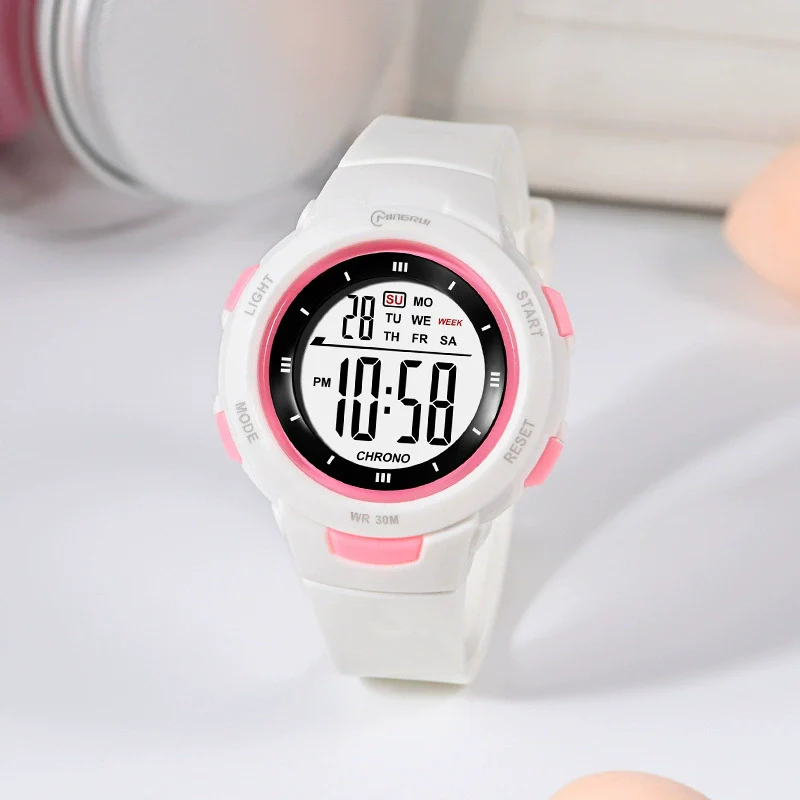 Fashion Pin Buckle Electronic Watch Plastic Case Pu Strap Organic Glass Mirror Round Dial Fresh Style Luminous Waterproof - Image 10
