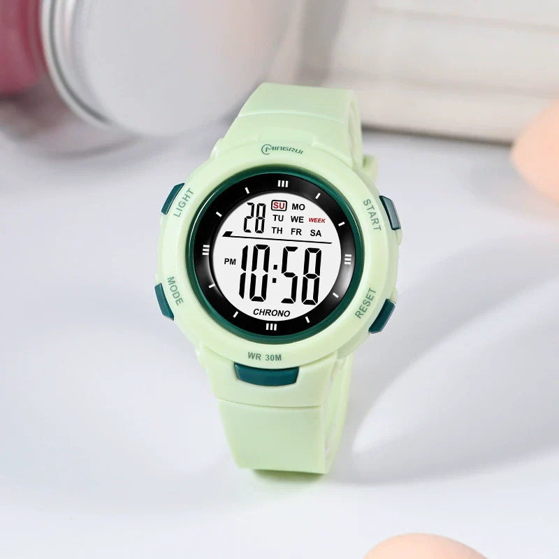 Fashion Pin Buckle Electronic Watch Plastic Case Pu Strap Organic Glass Mirror Round Dial Fresh Style Luminous Waterproof - Image 4