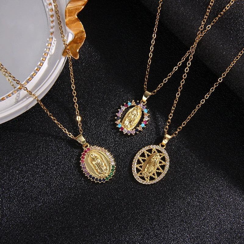 Fashion Retro Style Stainless Steel Pendant Ochain Necklace With Copper Zirconium And Colored Diamond Electroplating - Image 3