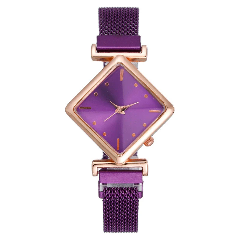 Fashion Rhombus Women's Metal Watch With Quartz Movement And Suction Iron Buckle