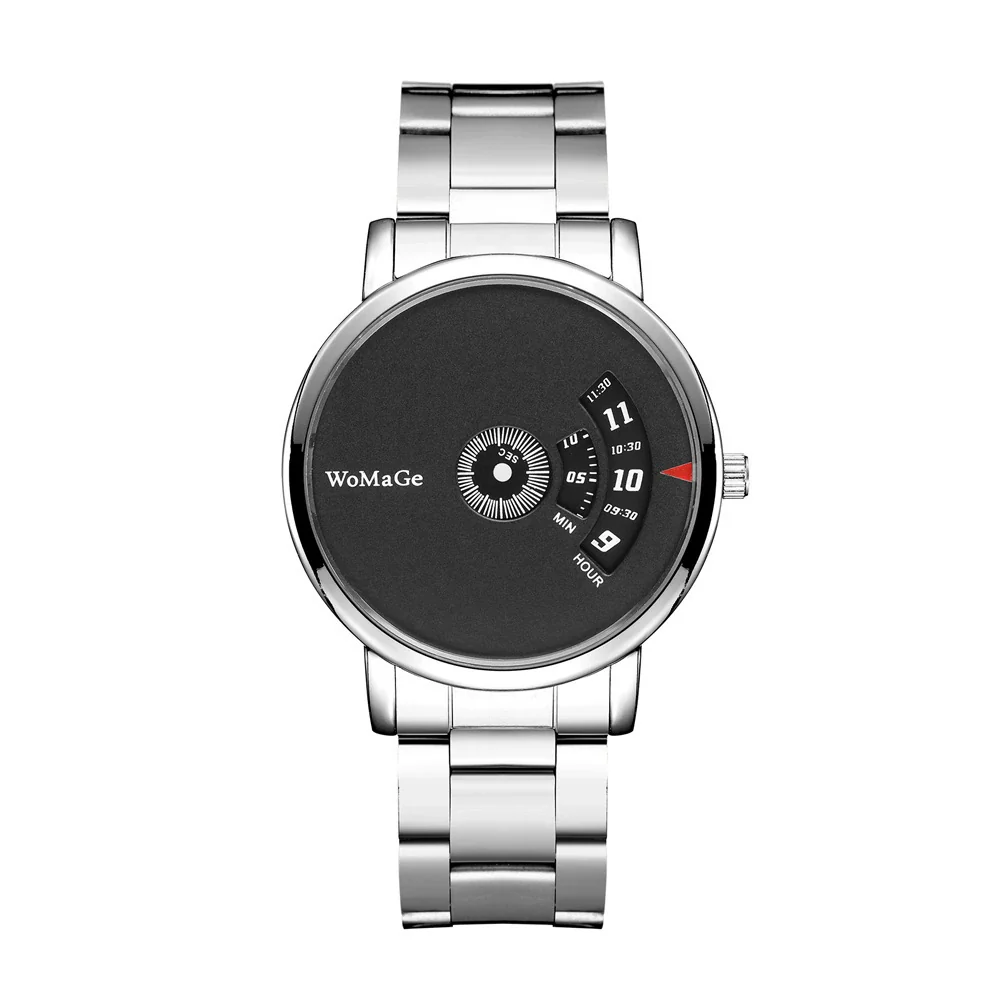 Fashion Rotating Dial Quartz Couple's Watch With Stainless Steel Band And Alloy Case Round Dial