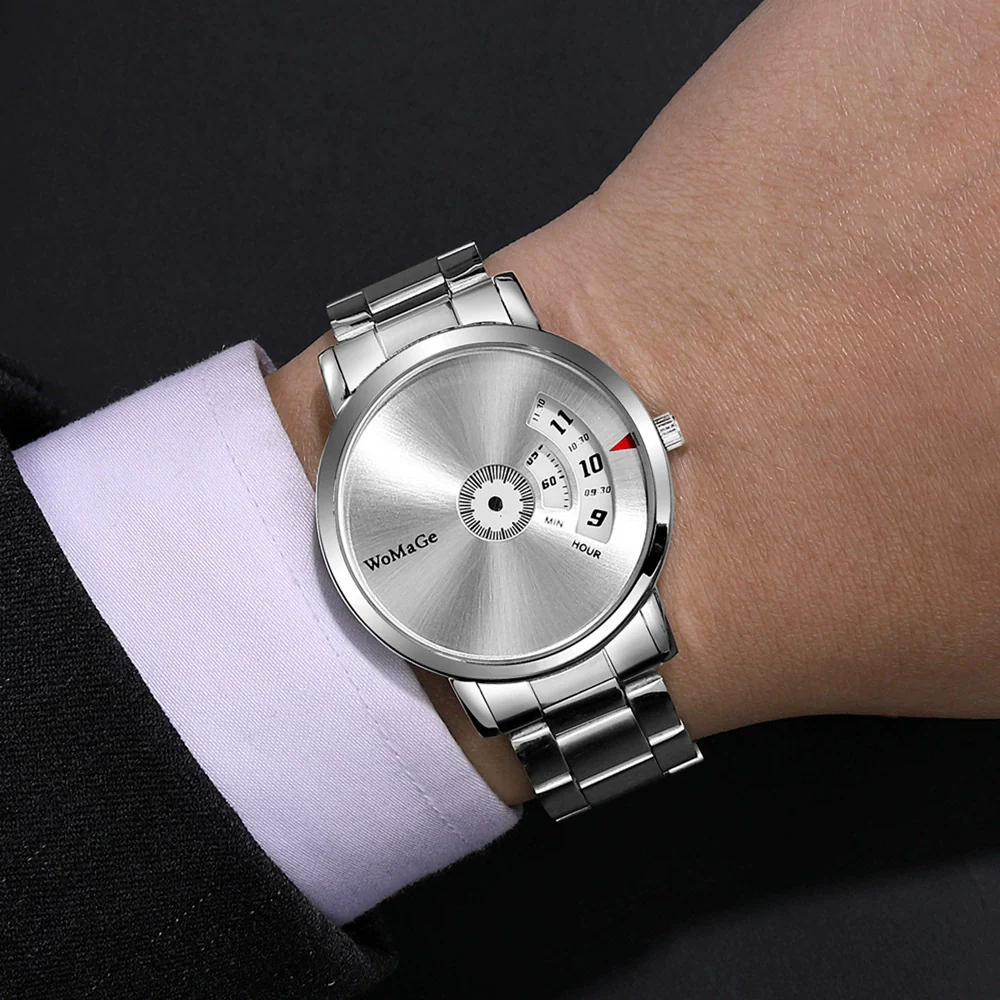 Fashion Rotating Dial Quartz Couple's Watch With Stainless Steel Band And Alloy Case Round Dial - Image 3