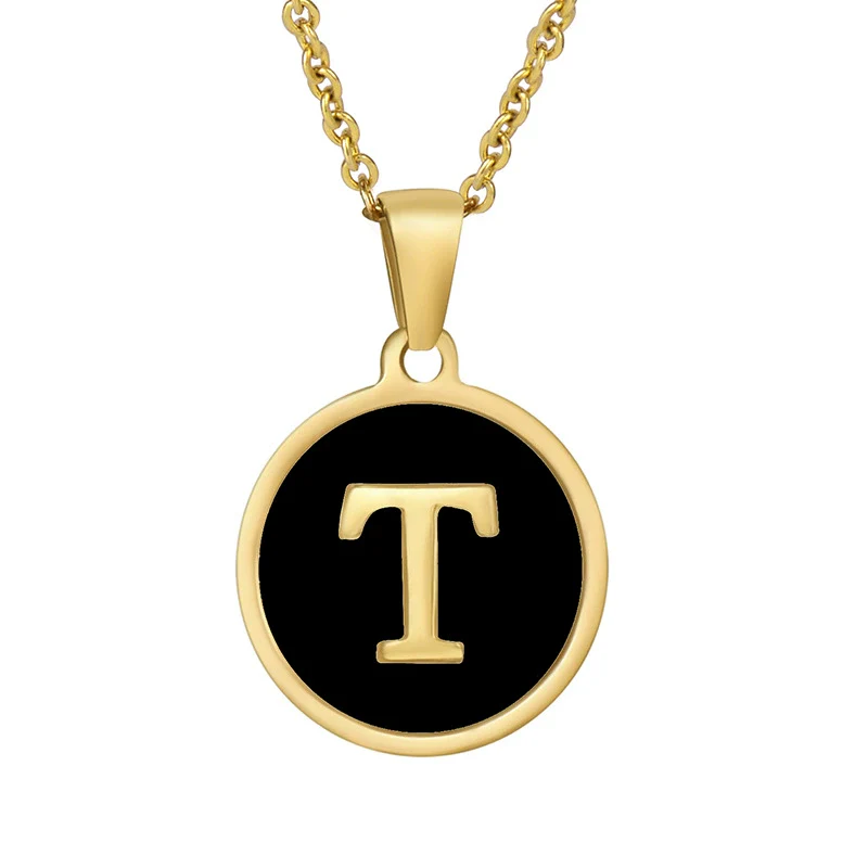 Fashion Round Stainless Steel And 316L Stainless Steel Letter Pendant Necklace For Female - Image 25