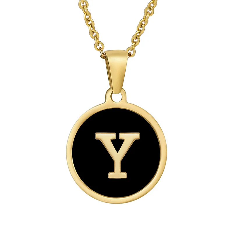 Fashion Round Stainless Steel And 316L Stainless Steel Letter Pendant Necklace For Female - Image 30