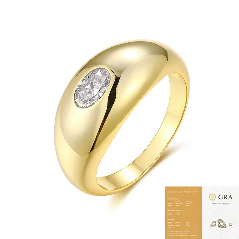 Fashion Silver Moissanite Ring Geometric Style Set With Diamonds - Image 5