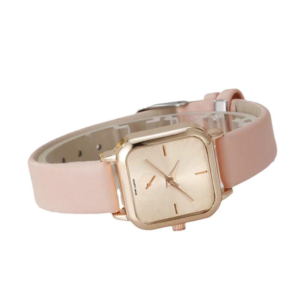 Fashion Simple Business Square Alloy Rhinestone Jewelry Pu Strap Quartz Watch For Female - Image 5