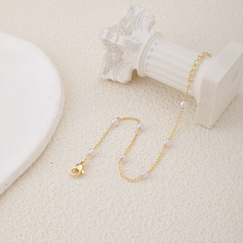 Fashion Simple Exquisite Golden O Shaped Chain Pearl Women's Bracelet Copper Electroplating Geometric - Image 4