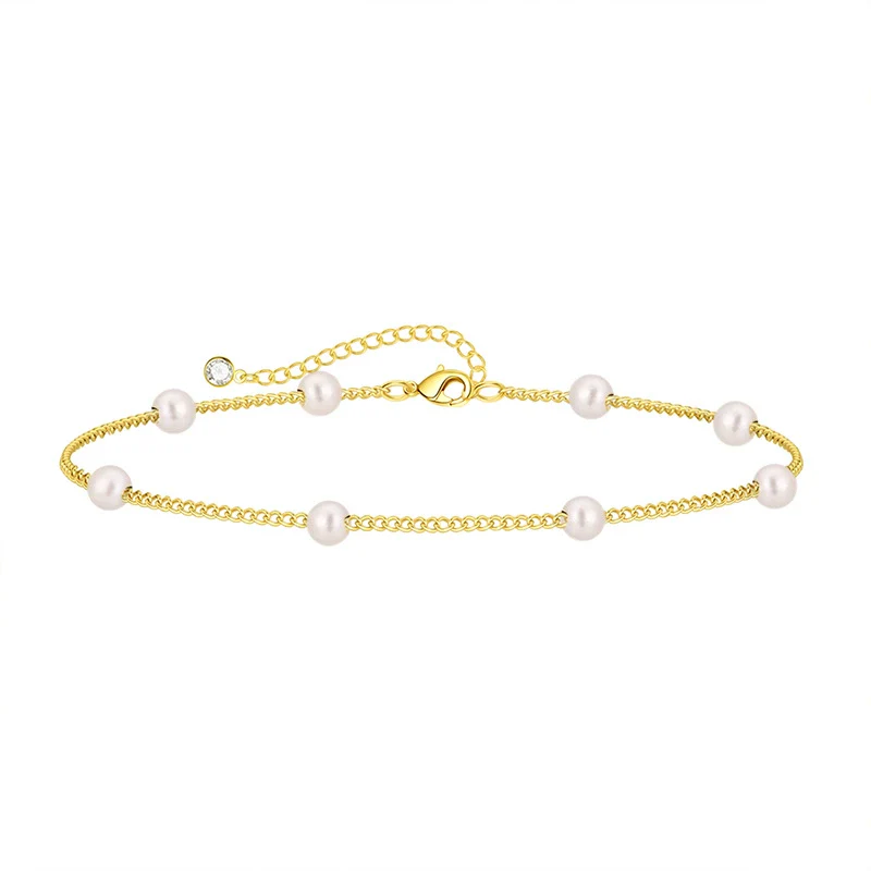 Fashion Simple Exquisite Golden O Shaped Chain Pearl Women's Bracelet Copper Electroplating Geometric - Image 5