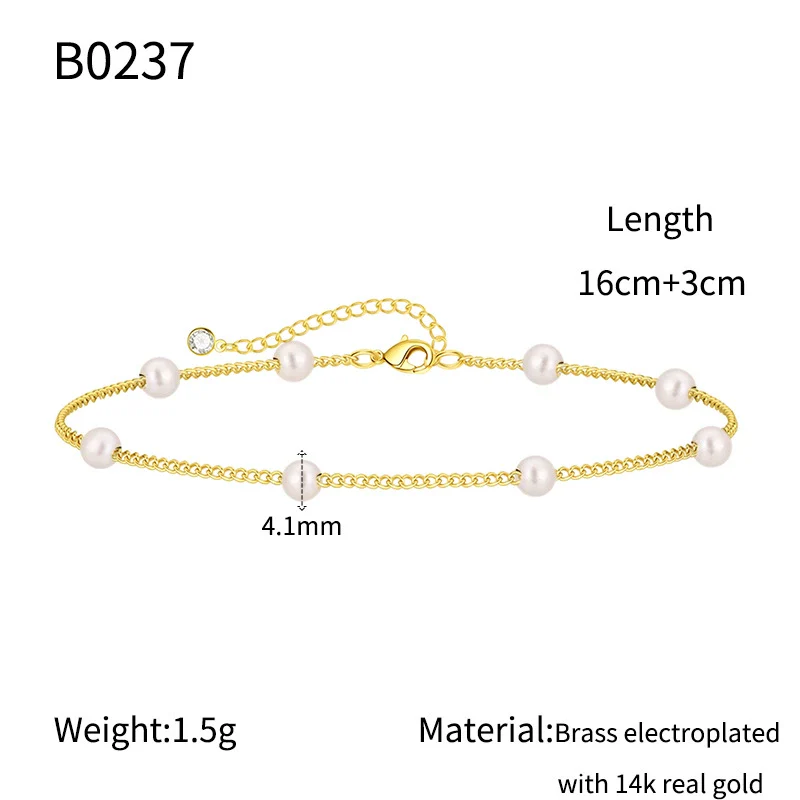 Fashion Simple Exquisite Golden O Shaped Chain Pearl Women's Bracelet Copper Electroplating Geometric - Image 6