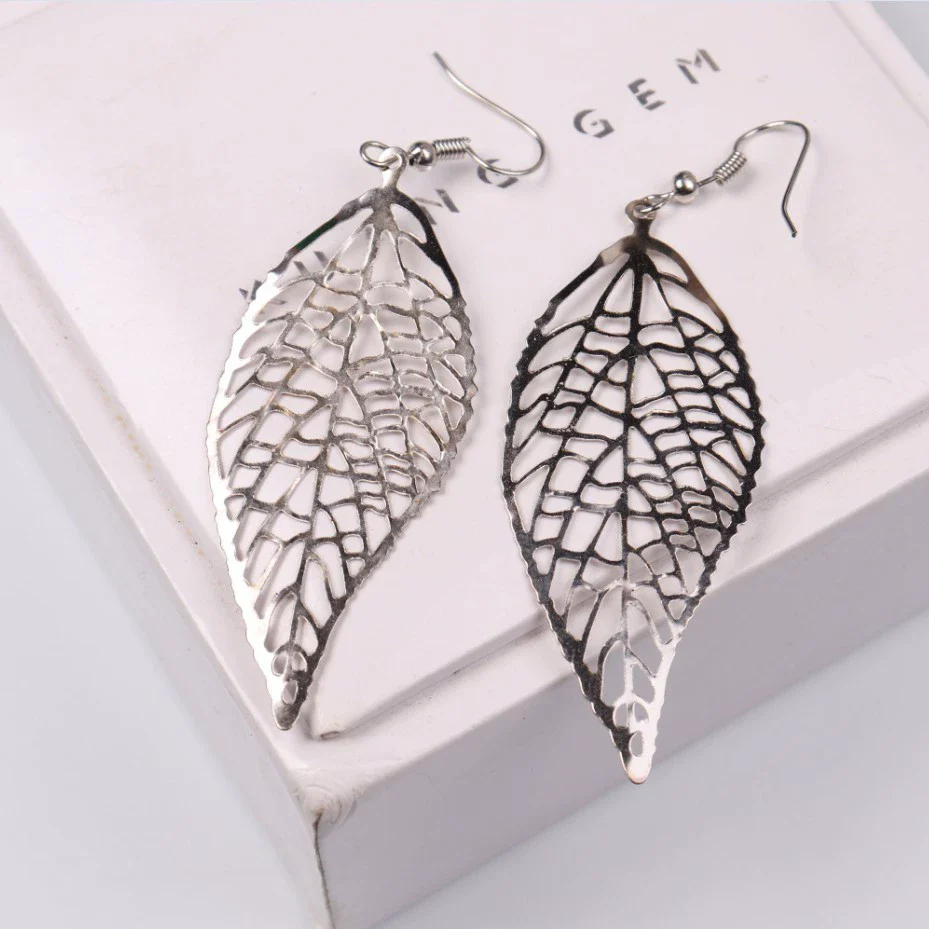 Fashion Simple Forest Metal Alloy Leaf Earrings With Electroplating For Women - Image 4