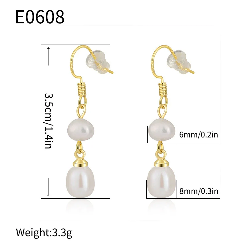 Fashion Simple Freshwater Pearl Earrings Geometric Style Electroplated For Women - Image 6