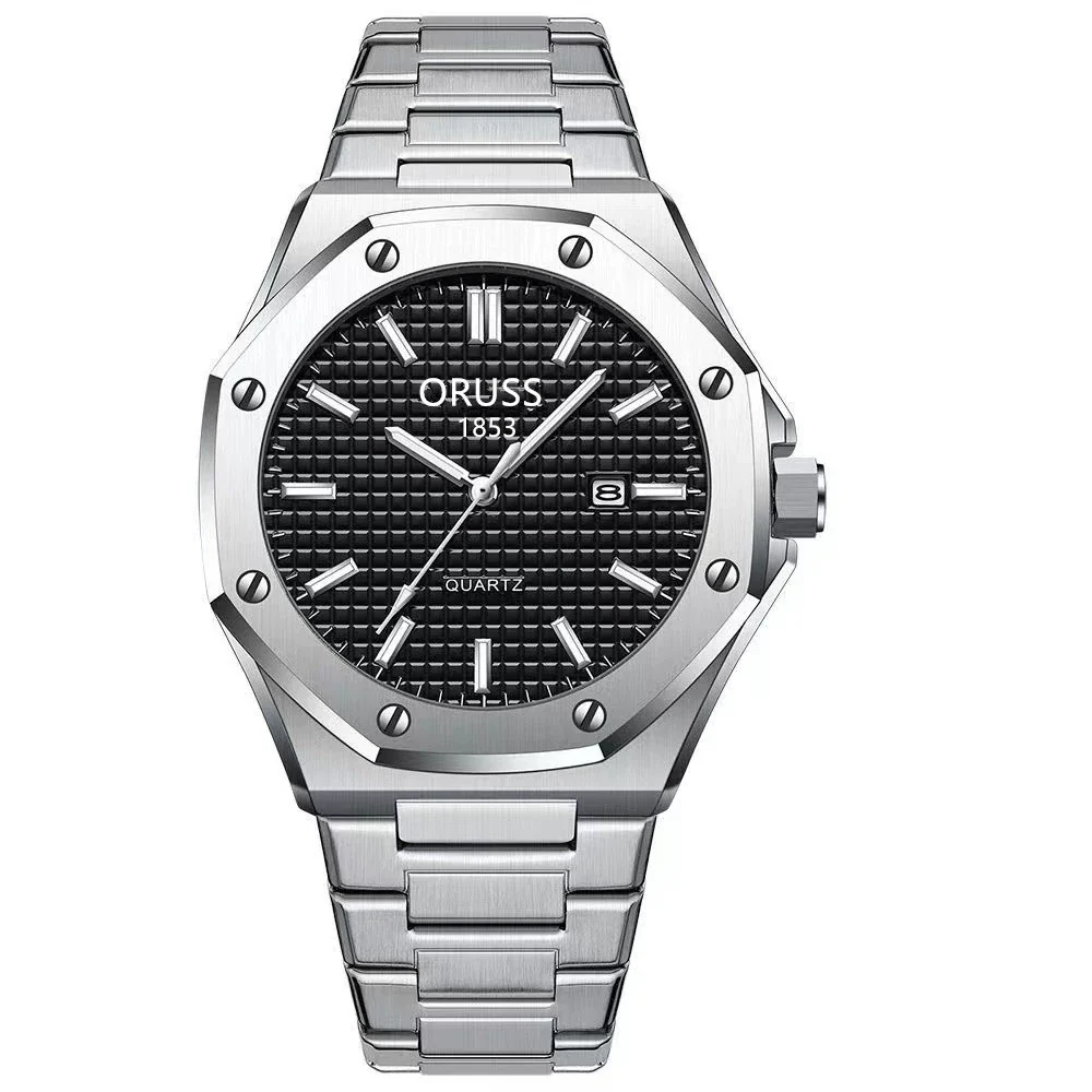 Fashion Simple Men's Stainless Steel Alloy Quartz Wristwatch Round Dial Luminous Waterproof - Image 2