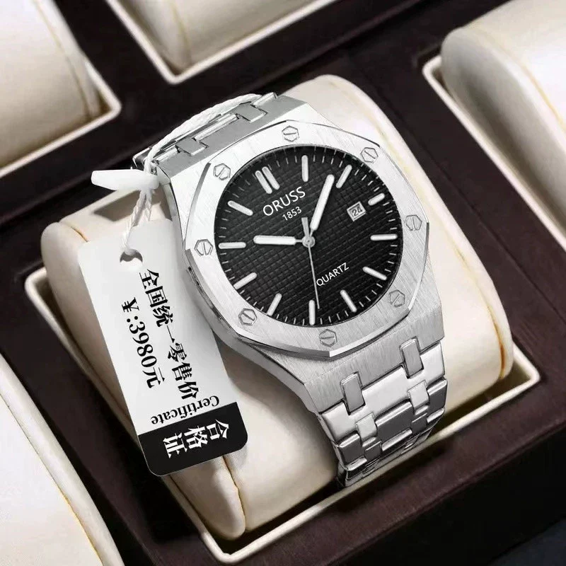Fashion Simple Men's Stainless Steel Alloy Quartz Wristwatch Round Dial Luminous Waterproof - Image 5
