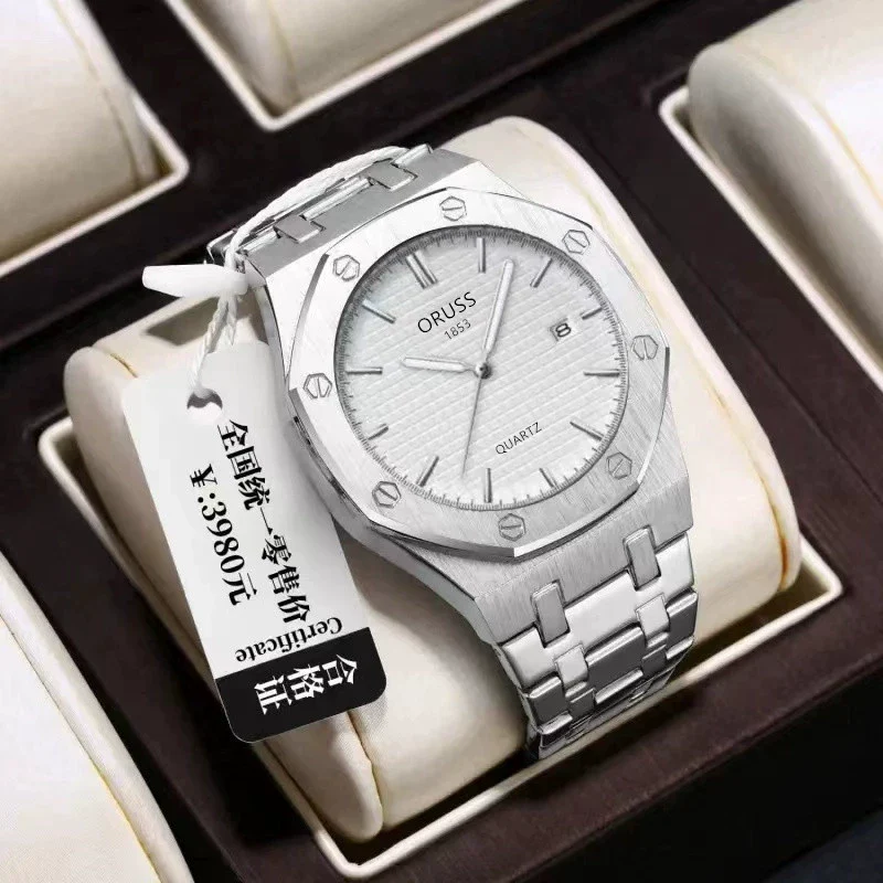 Fashion Simple Men's Stainless Steel Alloy Quartz Wristwatch Round Dial Luminous Waterproof - Image 6