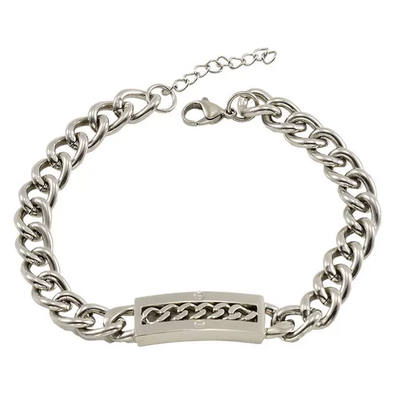 Fashion Simple 316L Stainless Steel Curved Electroplated Diamond Unisex Bracelet - Image 5
