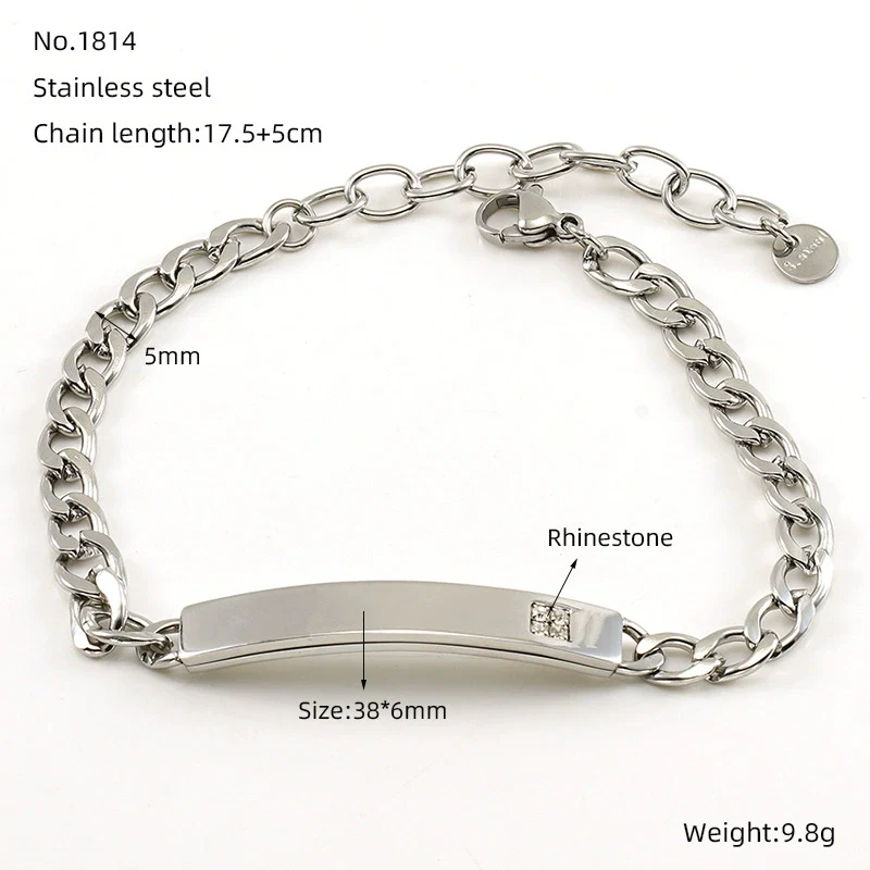 Fashion Simple 316L Stainless Steel Curved Electroplated Diamond Unisex Bracelet - Image 7