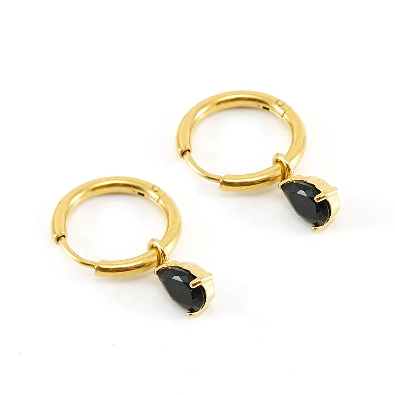 Fashion Simple Water Drop Zircon Inlaid 316L Stainless Steel 18K Gold Plated Light Luxury Niche Elegant Women's Earrings - Image 3