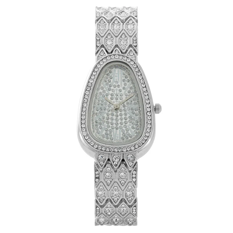 Fashion Snakeshaped Alloy Bracelet Women's Quartz Watch With Mineral Strengthened Glass Mirror And Printed Logo - Image 2