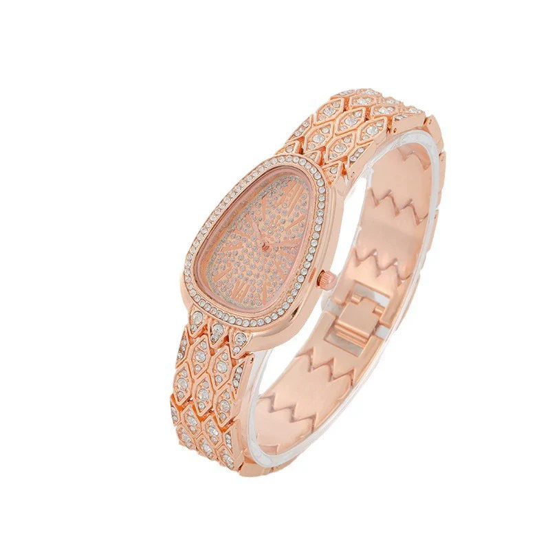 Fashion Snakeshaped Alloy Bracelet Women's Quartz Watch With Mineral Strengthened Glass Mirror And Printed Logo - Image 5