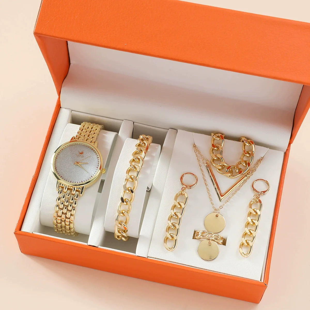 Fashion Square Bracelet Watch Hip Hop Spice Multilayer Necklace Sweater Chain Jewelry Alloy Artificial Zircon Ordinary Glass Mirror - Image 6