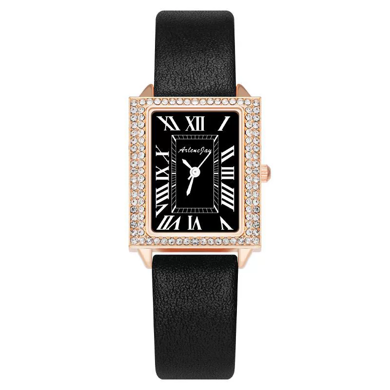 Fashion Square Diamondencrusted Women's Watch With Alloy Case Imitation Leather Strap And Metal Buckle - Image 10